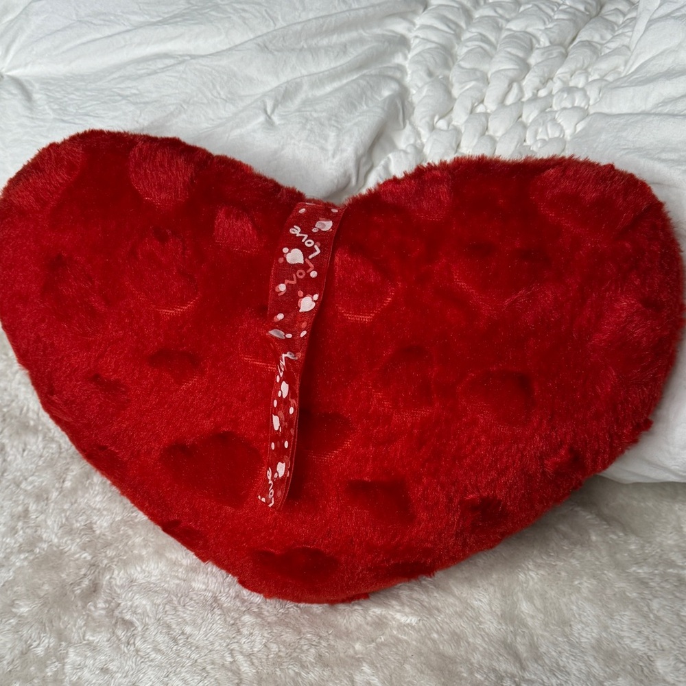 Red Heart-Shaped Plush Pillow